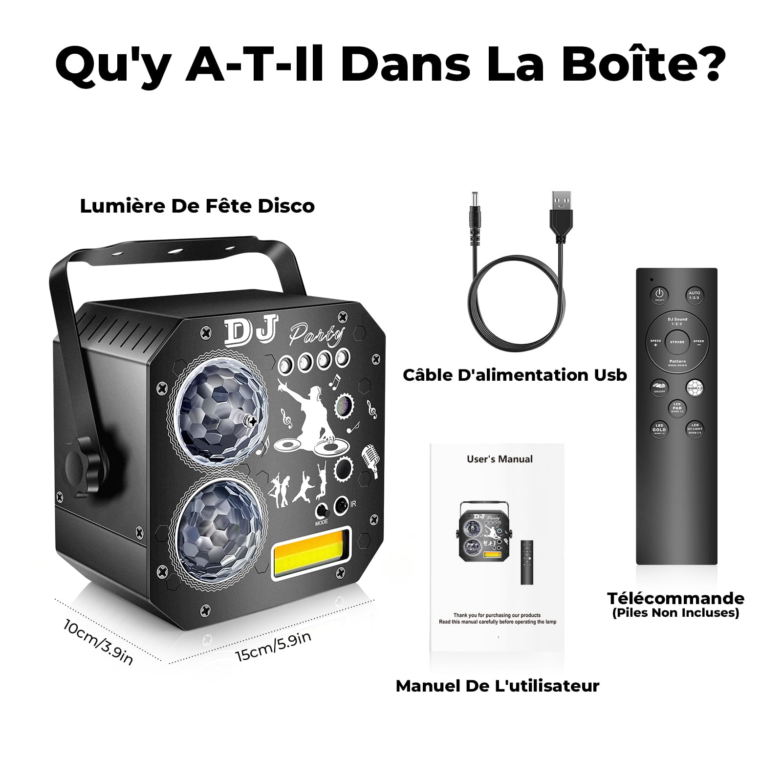 Jeux de Lumiere pour Soiree 7 en 1 avec Double Boule Disco, Lumiere DJ à Commande Musicale, Lumière UV, Jeu de Lumiere Soiree DJ LED RGB pour Club, Karaoké, Anniversaire, Halloween, Noël