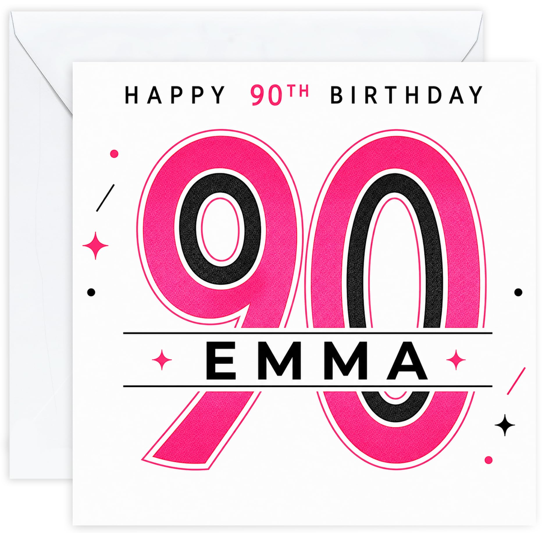 Personalised 90th Birthday Card for Her | Ninetieth Birthday Card for 90 Year Old Women | Mum Grandma Nan Aunt Friend | Female Birthday Card with Name (Design 07)