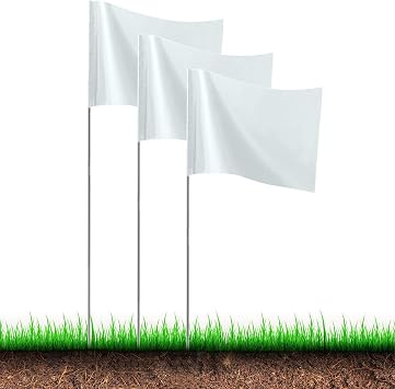 30Pack White Marking Flags, JIZHGRAD 15x4x5 Inch Marker Flags Use for Yard & Lawn, Boundary & Dog Training, Survey & Landscape, Sprinkler & Surveyor, Garden & Construction, High Visibility, Sturdy, Versatile, UV & Weather Resistant