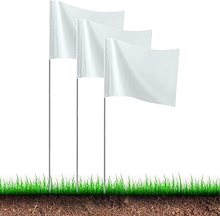 30Pack White Marking Flags, JIZHGRAD 15x4x5 Inch Marker Flags Use for Yard & Lawn, Boundary & Dog Training, Survey & Landscape, Sprinkler & Surveyor, Garden & Construction, High Visibility, Sturdy, Versatile, UV & Weather Resistant