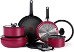 T-fal Ingenio Essentials Pots et Pan Set, Titanium Non Stick, 11 Pièce, Poignée amovible, Lave-vaisselle et four sans danger, empilable, poêles, pour RV & Condos, Beige