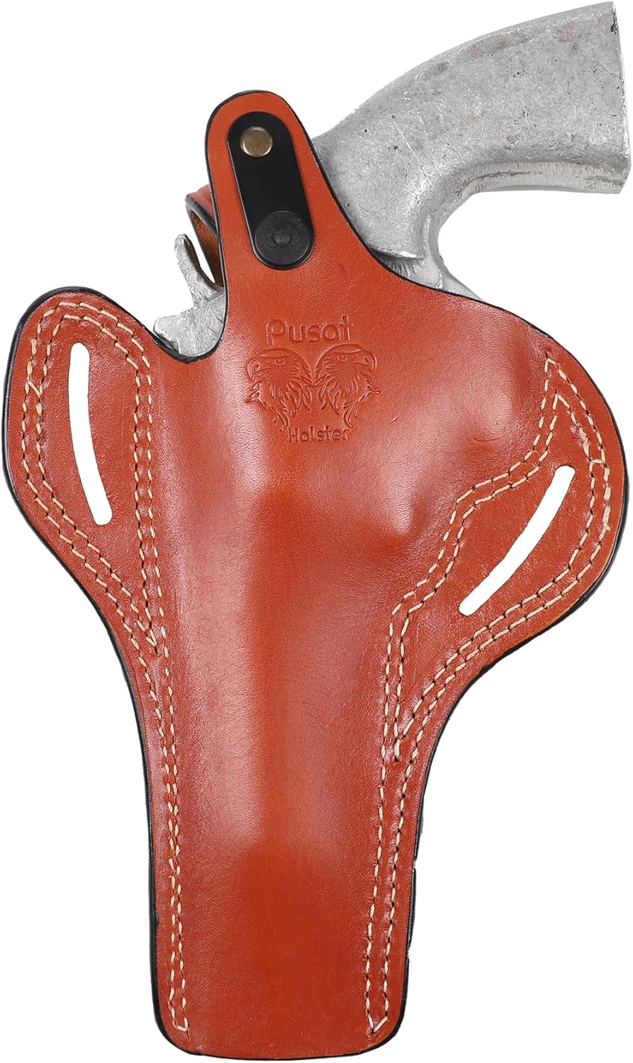 Pusat Holster Premium Leather Thumb Break Belt Holster 6 inch for Revolver Colt Python, Colt King Cobra, Colt Trooper MK III, Colt Diamondback Right Hand