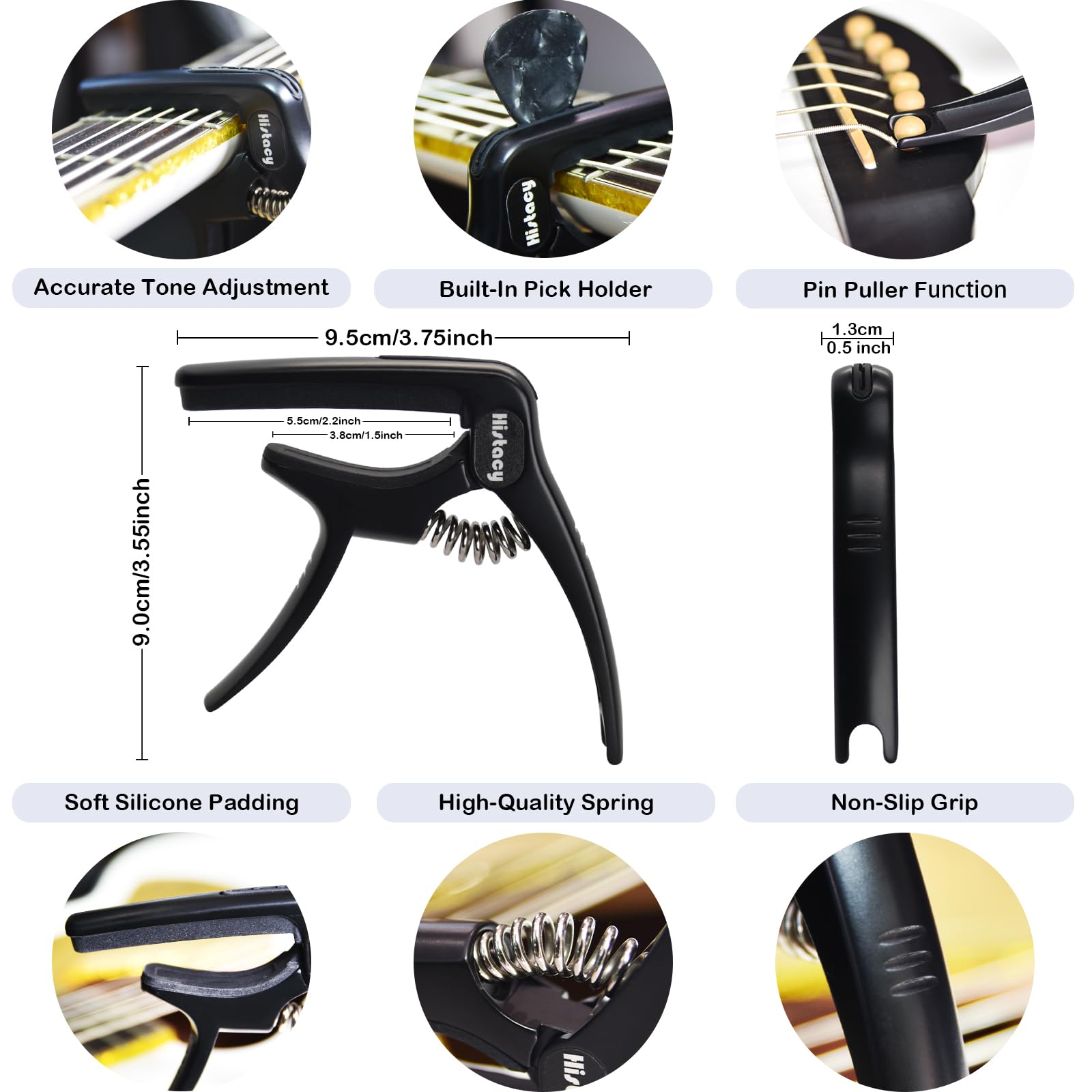 Kit de accesorios para guitarra, color negro