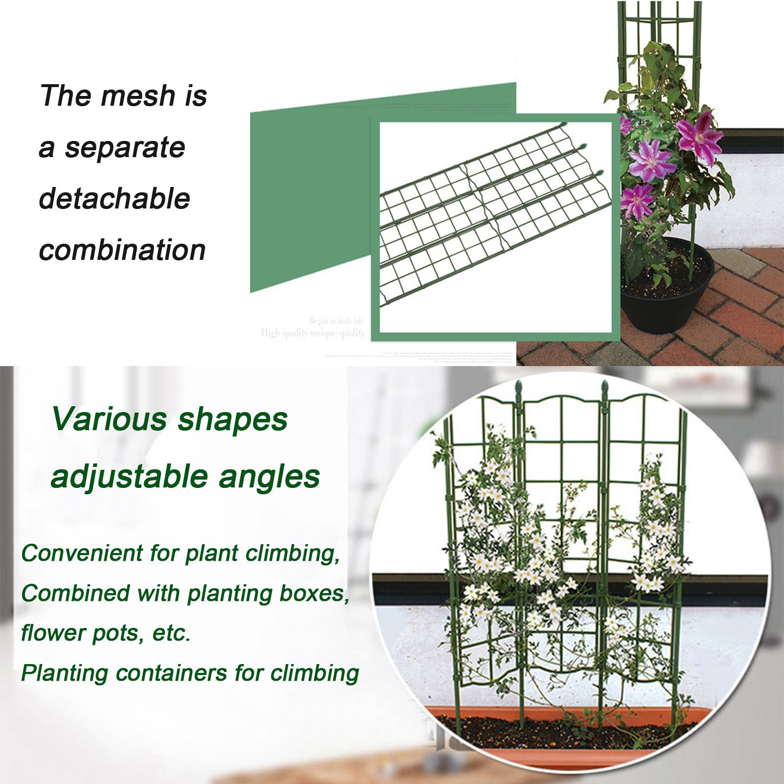 Garden Trellis Network, Trellis per Arrampicata sul Giardinaggio Interno ed Esterno Varie Combinazioni Adatte a Sostegno di Piante da Arrampicata all'aperto, Rose, Verdure, Viti, Fiori