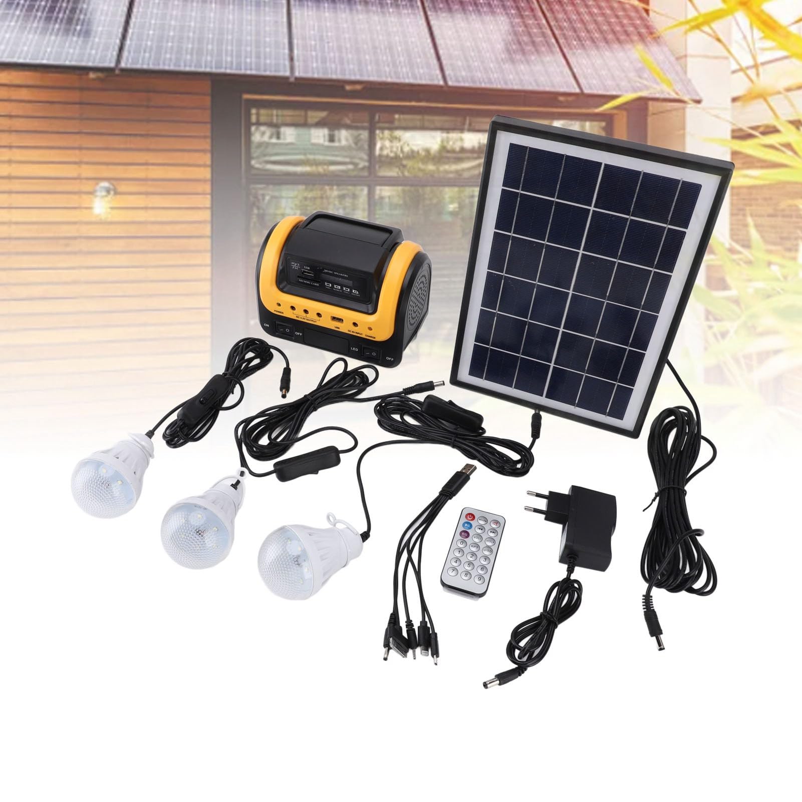 Estación de Energía Portátil, Generador Solar para Acampar de 5000 MAh con Panel Solar, Estación de Carga Multifunción, Pantalla LED Digital, Carga Rápida para Emergencia