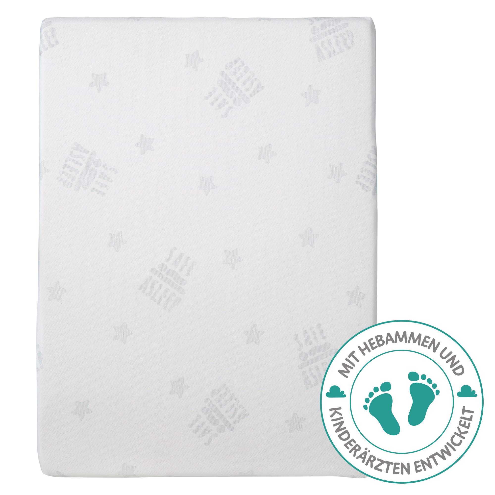roba Materasso per Box safe asleep Air, Rettangolare, 75 x 100 cm, Rivestimento in Jacquard, Imbottito, Sfoderabile e Lavabile, con Zip, Bianco
