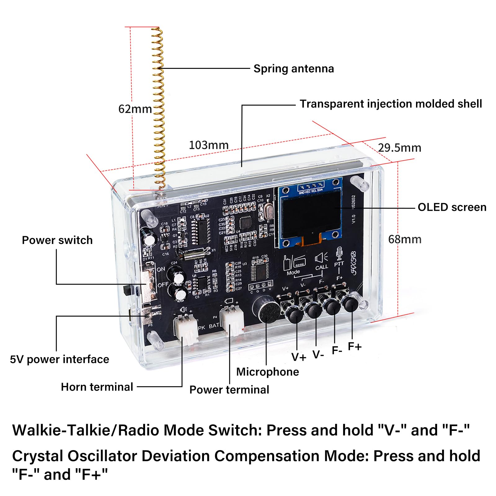 Aideepen 2 Set Kit Elettronico, Kit di Saldatura Walkie-Talkie Radio FM 2 in 1, Radio Digitale Fai da Te con Display OLED 87-108 MHz Kit di Pratica di Saldatura per Apprendimento e Insegnamento