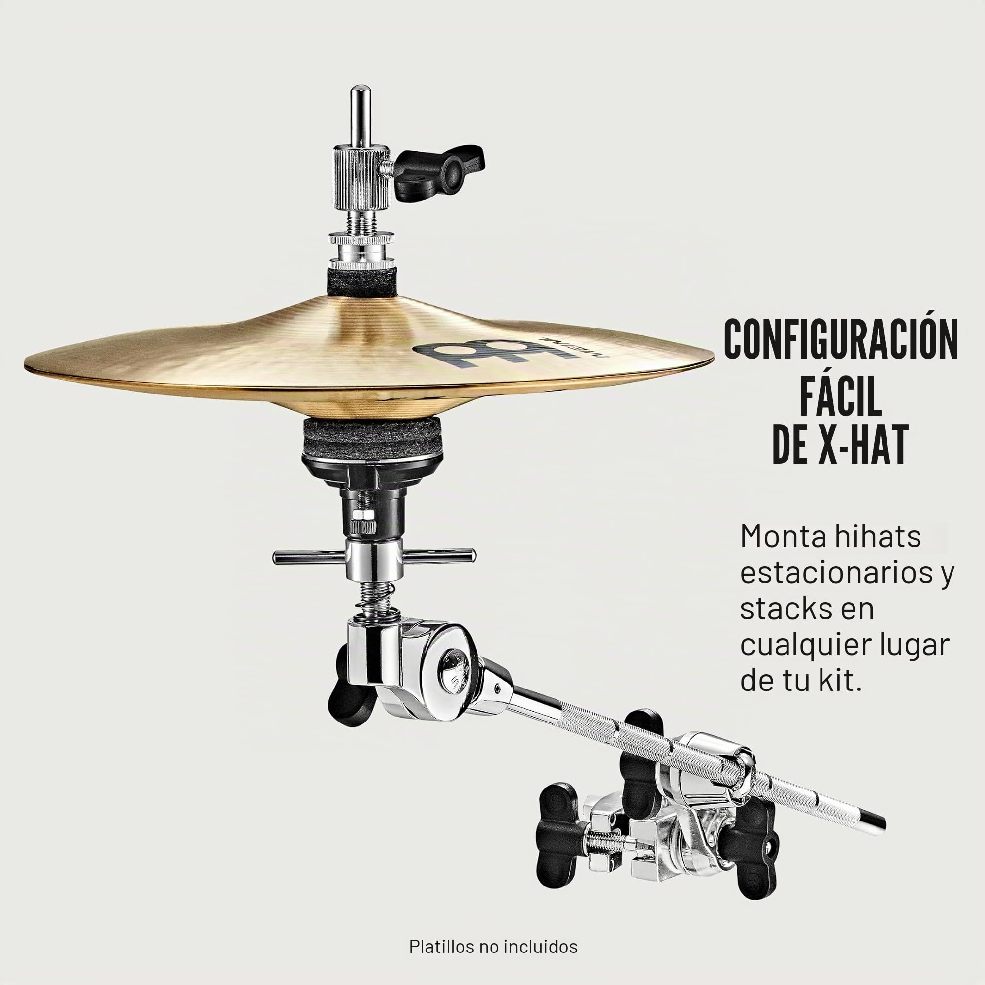 Meinl Cymbals MXH x-hat auxiliar Hi brazo, soporte de platillos con tensión ajustable, altura y ángulo