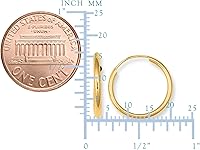 Vista 2 de Pendientes de aro redondos sin fin brillantes de oro amarillo de 10 quilates