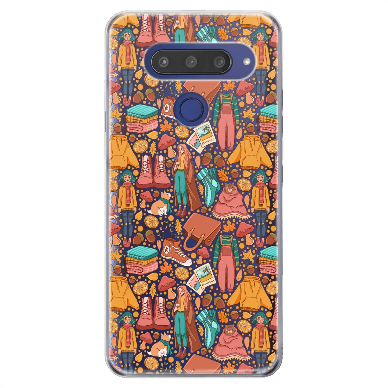 Case Replacement for LG G7 ThinkQ Fit Velvet G6 V60 5G V50 V40 V35 V30 Plus W30 Weather Cozy Design Print Flexible Autumn Soft Mushrooms Slim fit Lightweight Clear Silicone Pumpkin Spice