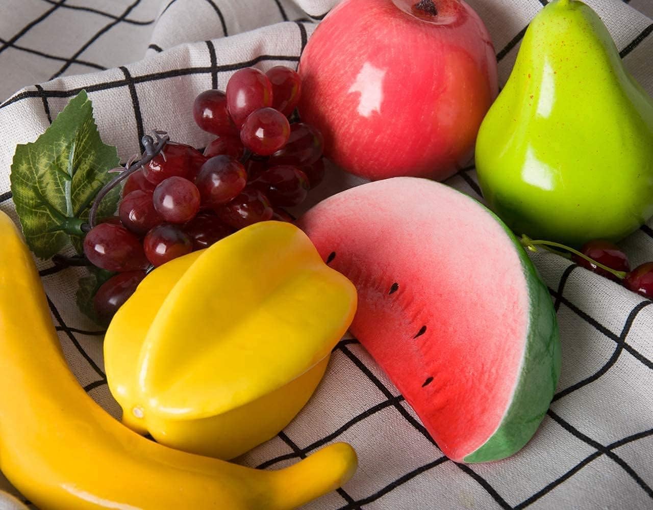 Toopify 16PCS Artificial Red Apples and 26 Pcs Artificial Fruits Assorted Lifelike Fake Decorative Fruits Set for Home Kitchen Table Basket Decoration