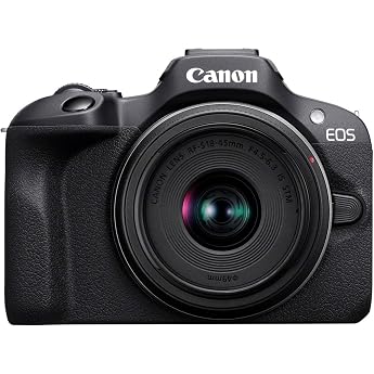 Canon EOS R100 with RF-S 18-45 mm - 24.1 MP APS-C System Camera - Dual Pixel AF, 4K Video, 6.5 Fps, Eye & Face Detection, WiF