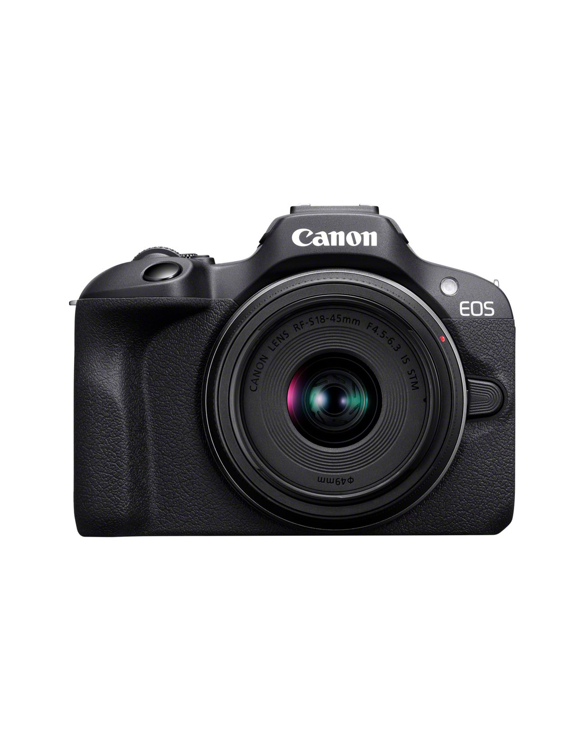 Canon Eos R100 + RF-S 18-45Mm Is Stm & RF-S 55-210Mm Is Stm Lenses - Fotocamera Mirrorless APS-C Da 24,1 Mp, Dual Pixel Cmos Af, Videocamera 4K, Scatto Continuo 6,5 Fps - Wi-Fi, Bluetooth-image