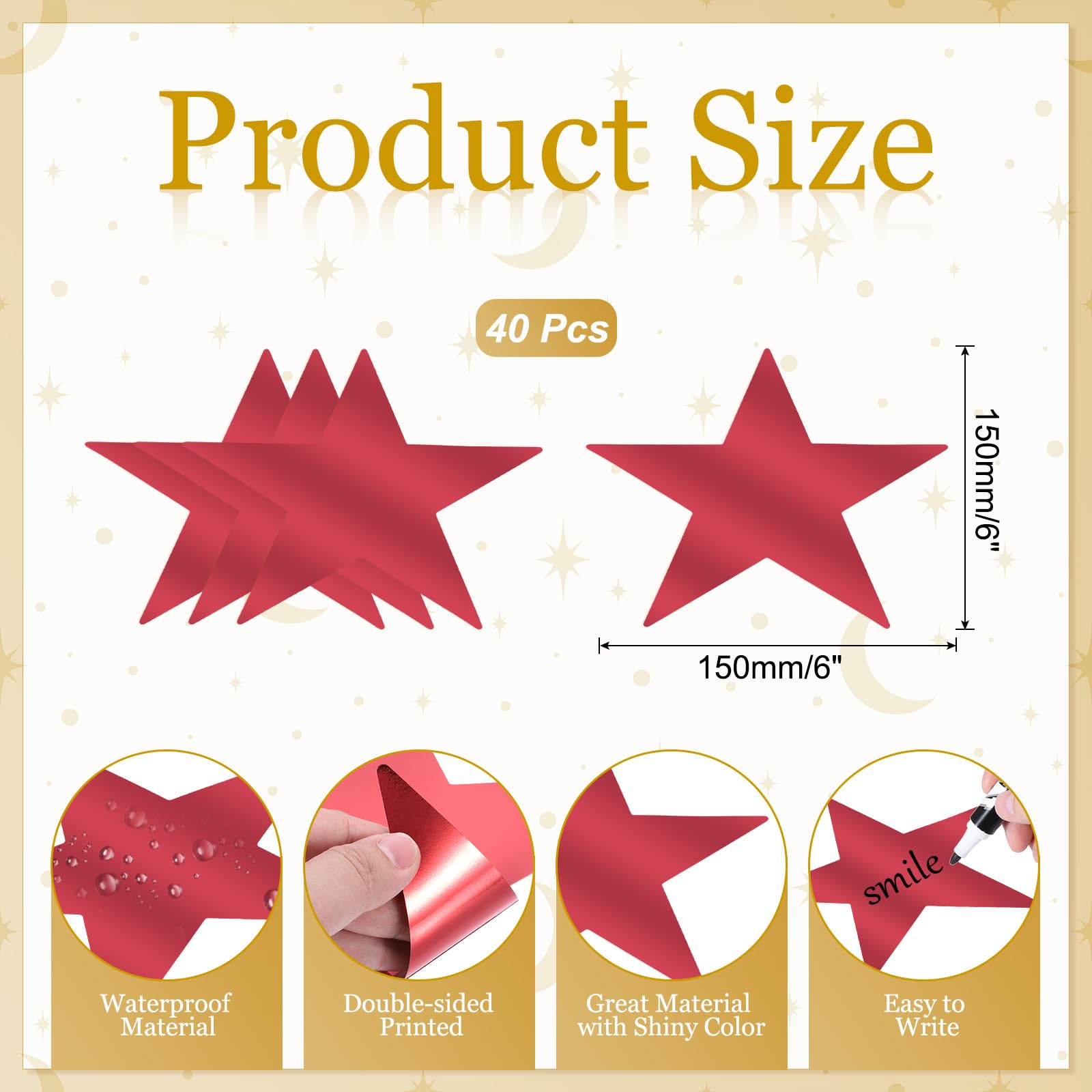 PATIKIL Large Star Cutouts, 40 Pcs 6