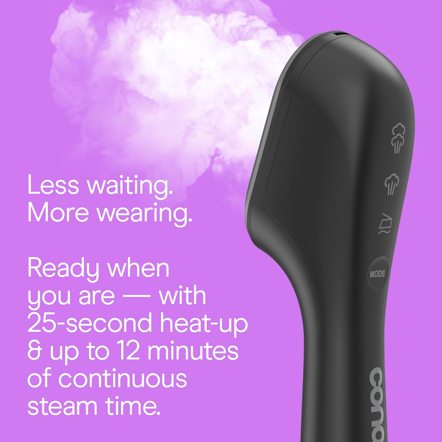 Conair 2-in-1 Steam & Iron Garment Wand, Clothes Steamer Handheld, Clothing Steamer with Fast Heat-Up and 12 Minutes of Steam, Handheld Steamer for Clothes with 2-in-1 Steam or Iron, Black