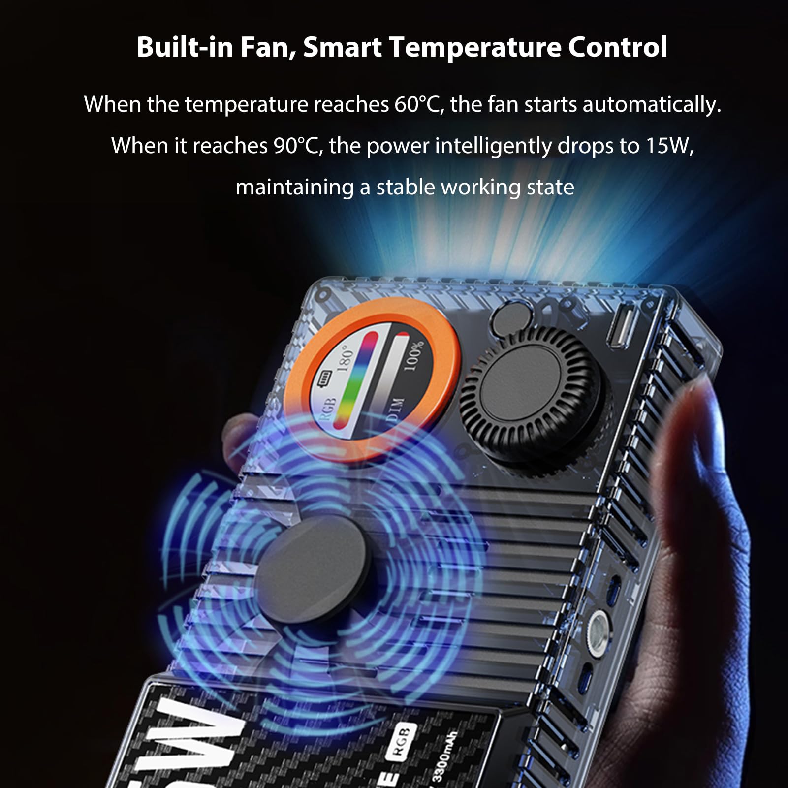 Andoer Luz Relleno RGB 25W Recargable 168 Luces de Vídeo LED 1800K-9000K Luz Vlog Regulable para Fotografía