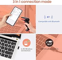 Vista 2 de Tera Pro Wireless 2D QR Barcode Scanner 3 en 1 Bluetooth y 2.4GHz inalámbrico y conexión con cable USB Conectar teléfono inteligente Tablet PC
