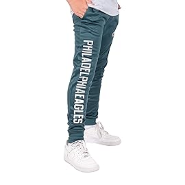 Ultra Game NFL Official Youth Super Soft Game Day Jogger Sweatpants, Philadelphia Eagles, Team Color, 10-12