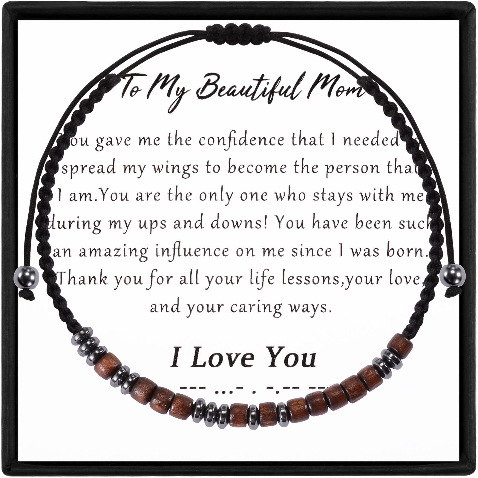 VU100 Bracciale Codice Morse Per Uomini Donne, Ti Amo Bracciale Regolabile Compleanno Regalo Di San Valentino Per Fidanzato Fidanzata Mamma Papà