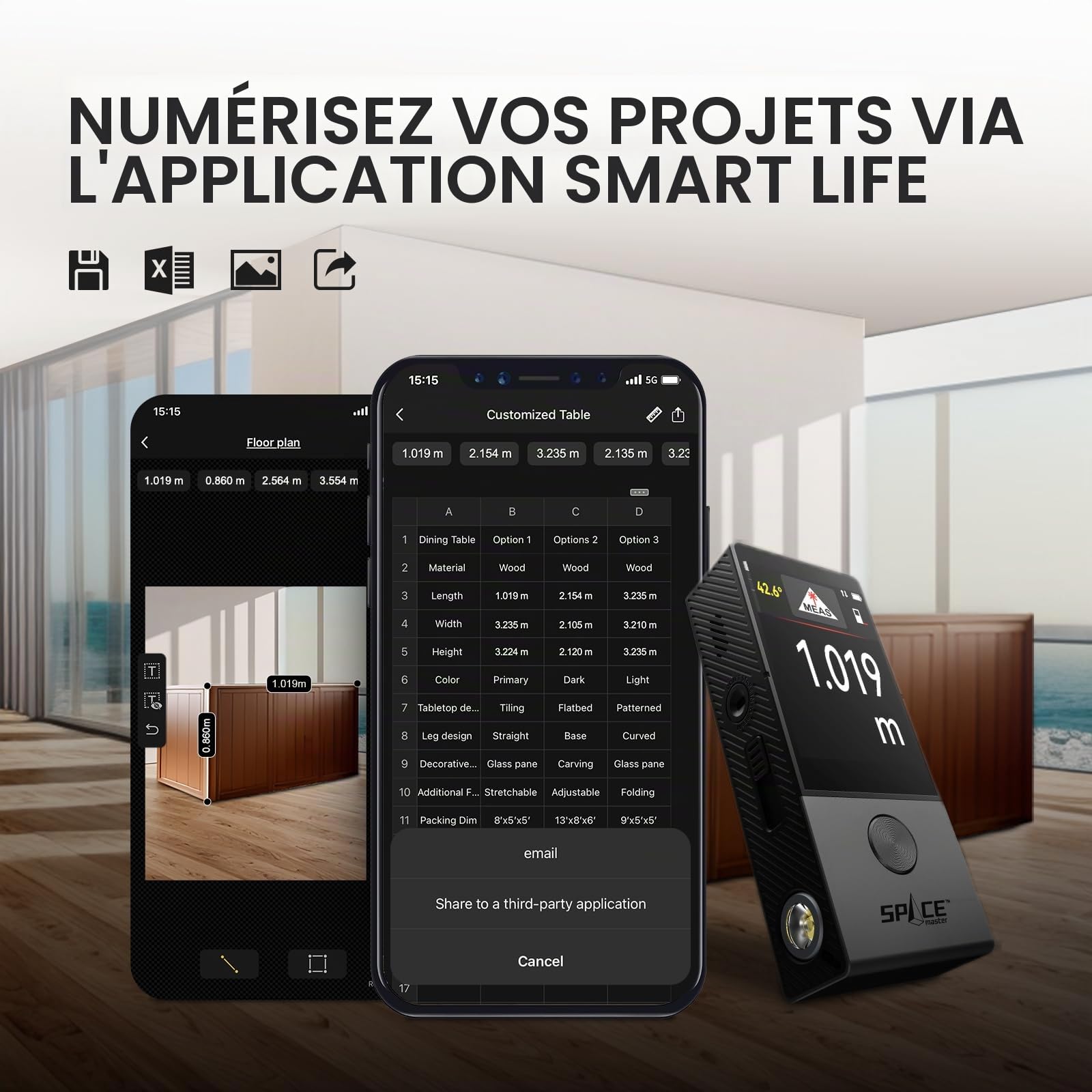MiLESEEY D9 Pro télémètre Laser 100m Professionnel | avec indicateur visuel d'alignement, écran Tactile IPS, 14 Modes de Mesure, P2P, Angle en Direct, synchronisation APP
