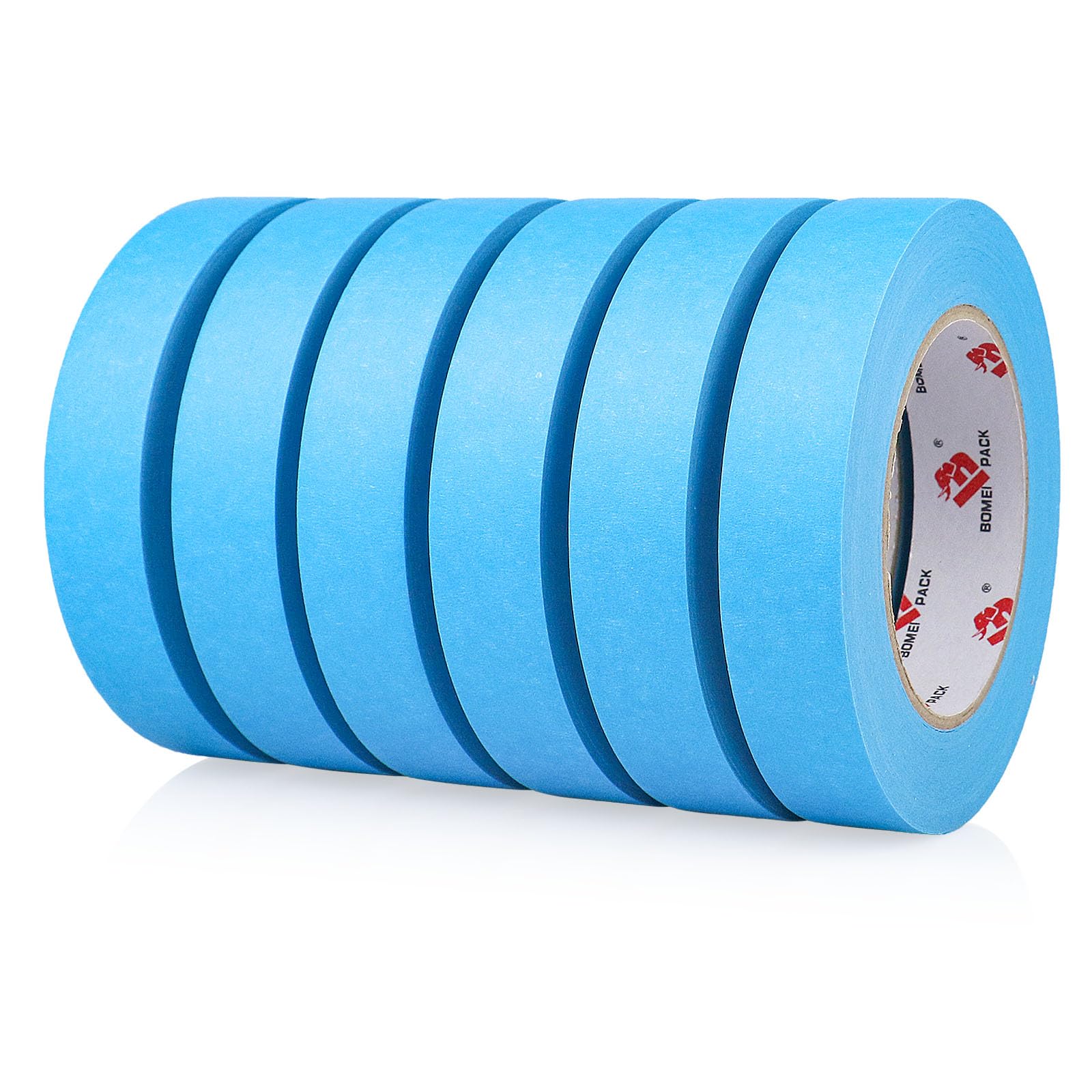 BOMEI PACK Blue Painters Tape 1 Inch Bulk - Paint Tape 6 Rolls x 1 Inch x 60 Yards - Painter's Tape Sky Blue Masking Tape for Walls Painting, DIY