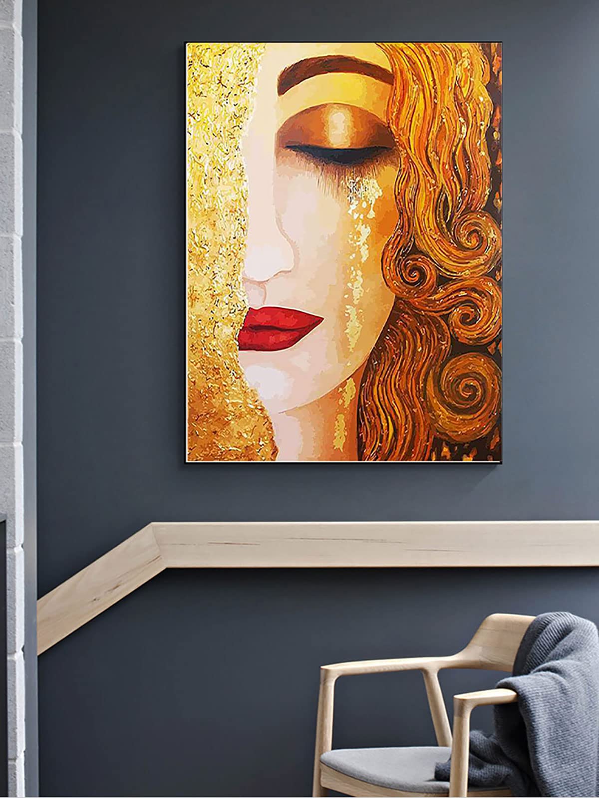 Instarry 5D Diamond Painting Kit Completo Klimt Ragazza Lacrima d'oro Accessori Casa Arredamento 90x60 cm
