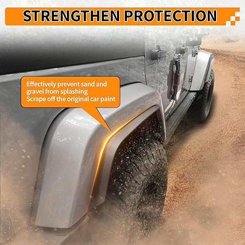 Vista 15 de Z8 Guardabarros delanteros y traseros compatibles con Jeep Wrangler JL y JLU Unlimited Rubicon 2018-2024, juego de 4 revestimientos de guardabarros