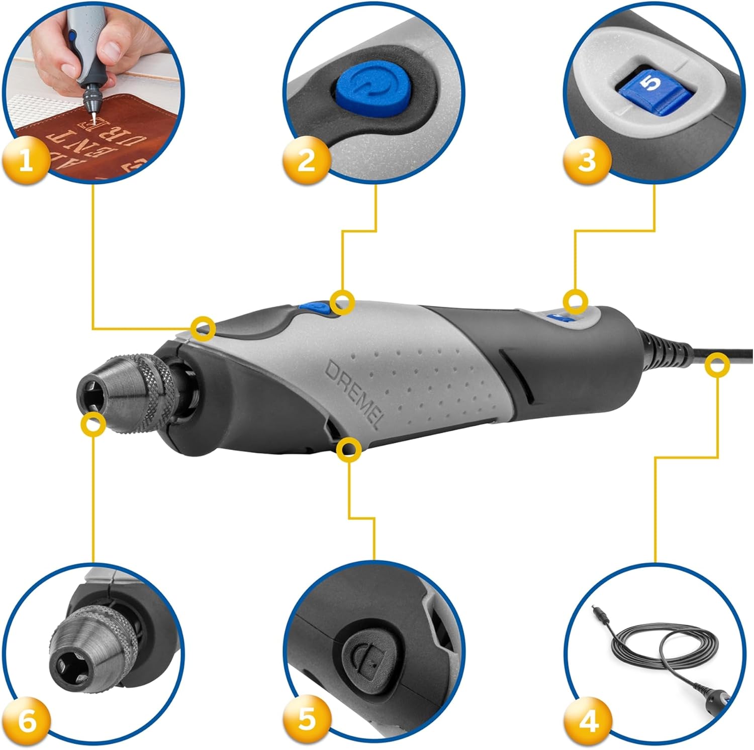 Dremel 2050 Pen + Rotary Tool Multifunction (15 acc; 5000-22000 rpm; for engraving, sculpting, sanding, drilling, cleaning, polishing, grinding; creative projects; cardboard)