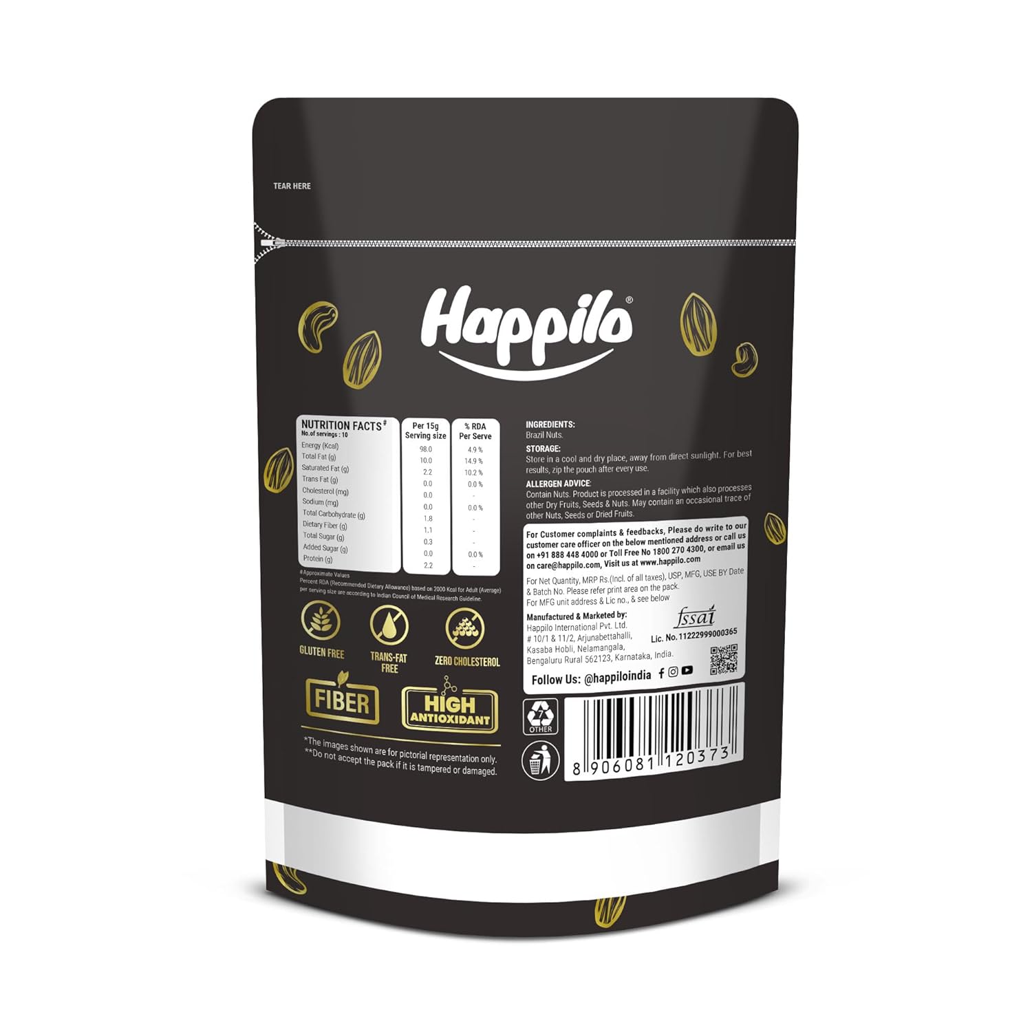 Happilo Premium International Exotic Brazil Nuts 150G Amazon/Brazilian Nut Without Shell, Healthy Crunchy Protein Snack, 150 G (Pack Of 1) 150 G (Pack Of 1) Brazil Nuts