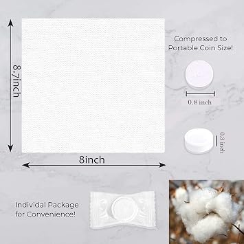 Compressed Towel, Camping Wipes, Toilet Paper Sheets, Portable Towels, 8.7 inch x 8 inch Disposable Napkins Mini Magic Coin Tissues(Blue 100PCS)