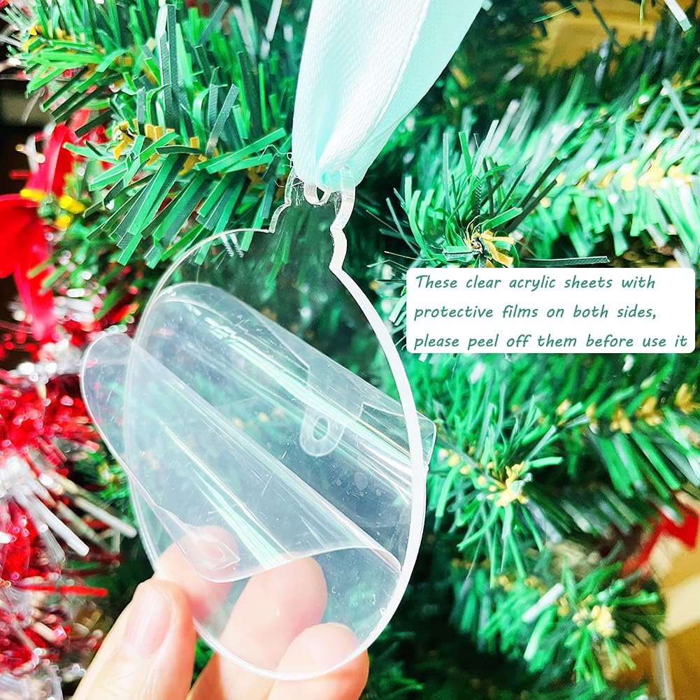 20Pcs 3 Inch Clear Blank Acrylic Christmas Ornaments 2025 Unfinished Round Acrylic Christmas Hanging Ornaments for Christmas Tree Decoration DIY Craft image 4