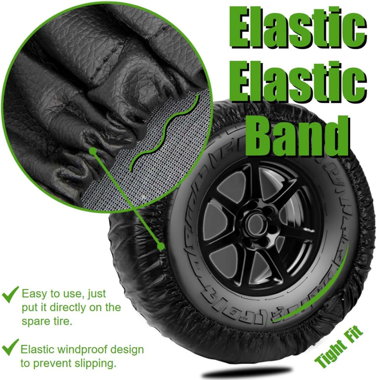 15 Inch Thickening Spare Tire Cover with American USA Flag Waterproof Dustproof PU Leather Tough Tire Wheel Cover Fit for Jeep Wrangler RV SUV Truck Travel Trailer (for Diameter 27" - 29")