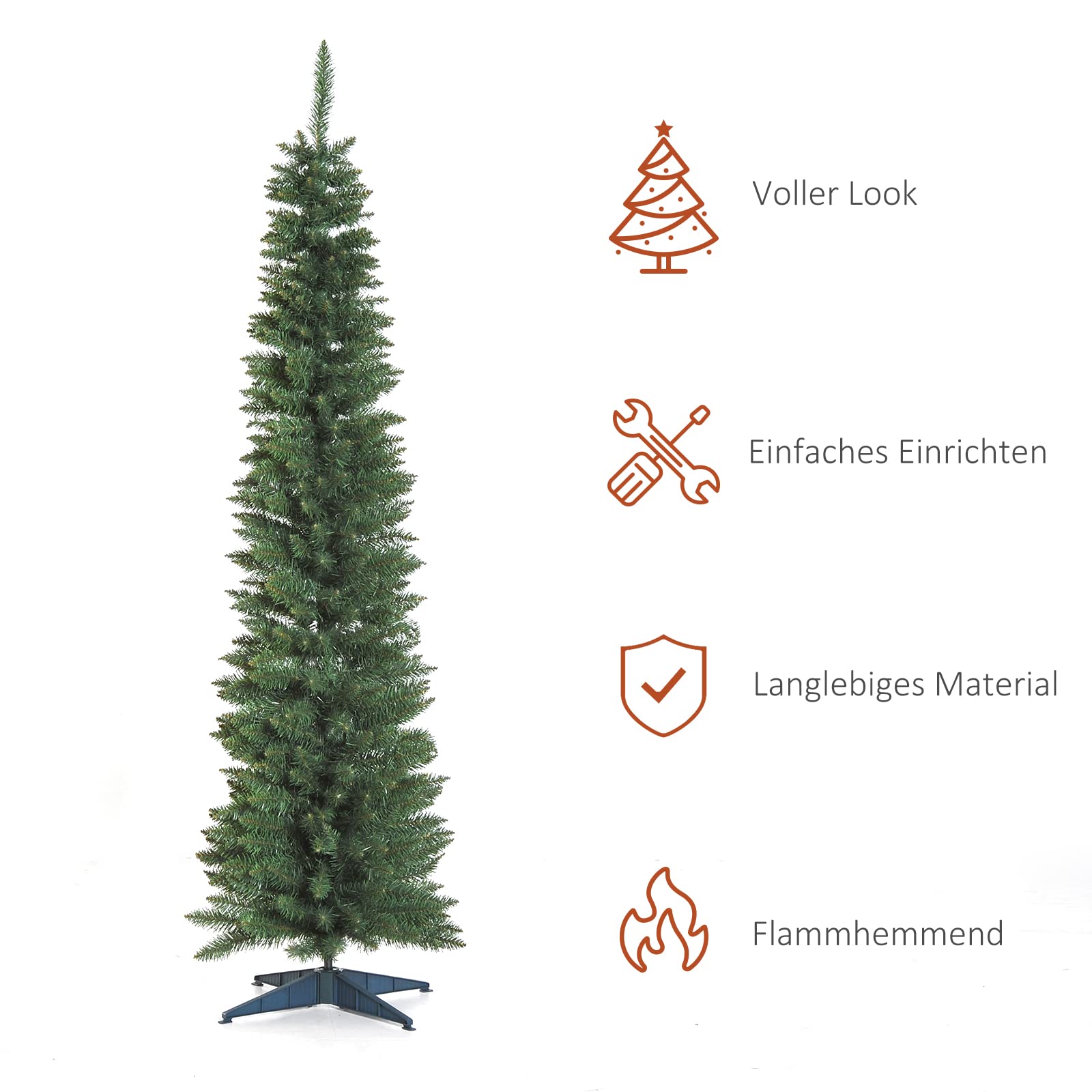 HOMCOM Künstlicher Weihnachtsbaum 210 cm mit 499 Spitzen für Drinnen Grün
