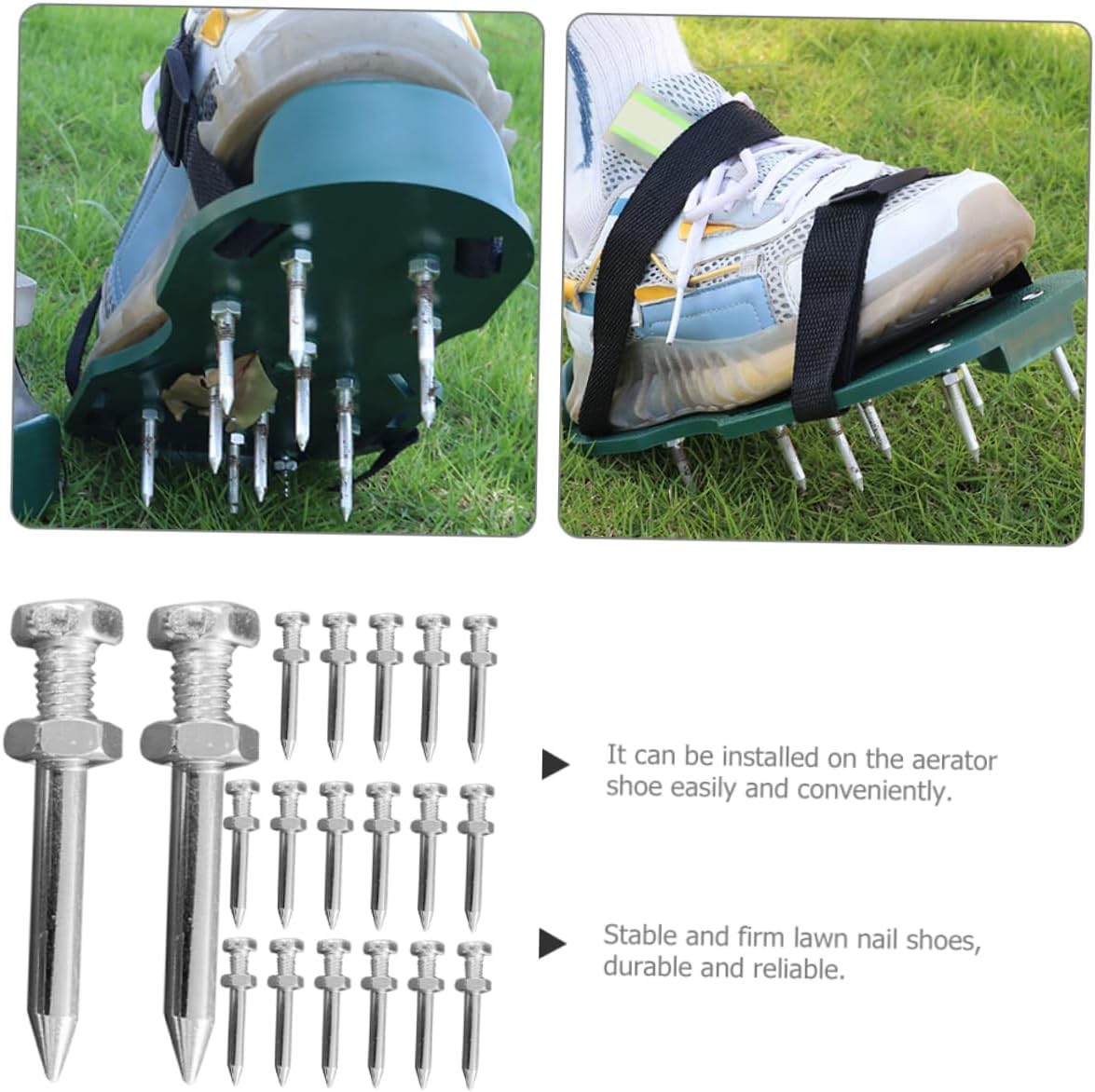 130pcs Lawn Aerator Spike Shoes Metal Lawn Aerator Tool for Grass Care Heavy Duty Spiked Sandals for Aerating Soil for Garden Maintenance and Health