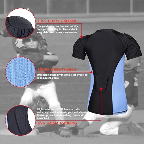Miniatura 3 de Youth Football Padded Shirt Chest Rib Protector Kids Boy Girls Protective Shirt for Football Baseball Softball