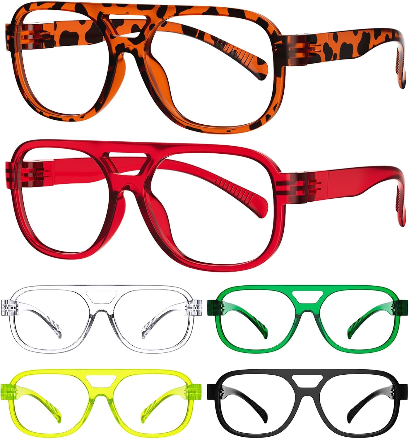 Eyekepper Metalless Screwless Reading Glasses Spring Hinges Oversized Cat Eye 6 Pack Readers Women +0.50