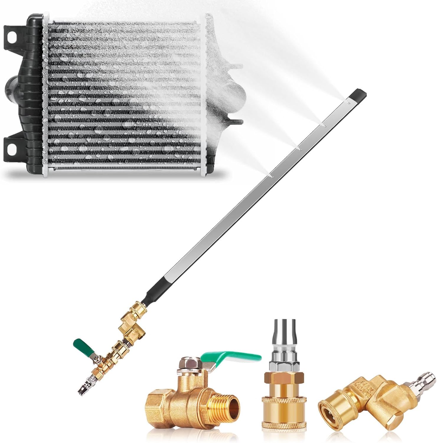 47" & 24" Radiator Cleaning Wand, 4500 PSI Radiator Cleaner Wand with Water & Air Dual-Purpose Connector, Radiator Pressure Washer Wand for Car, Truck, Tractor