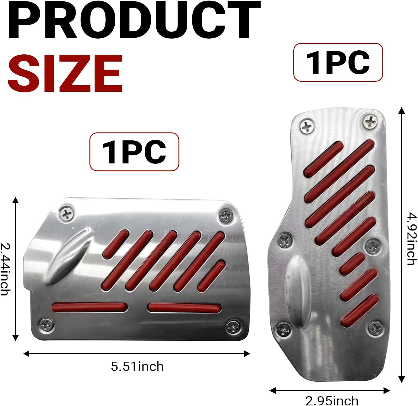 2 PCS Car Foot Pedal Pads, Brake Accelerator Pedal Cover, Alloy Non-slip Foot Pedals Pads, Universal Automatic Transmission for Cars (Red)