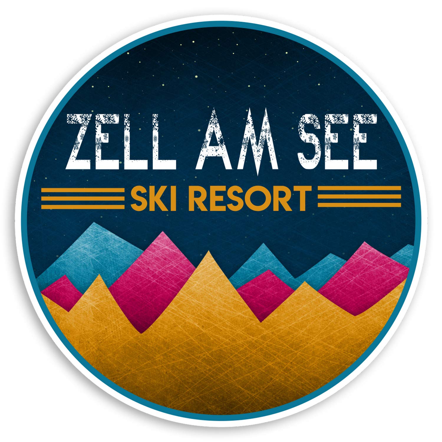 Destination Vinyl Ltd Multi 2 X 10Cm Zell Am See Austria Vinyl Stickers - Ski Resort Luggage Sticker #34801 (10Cm Wide)