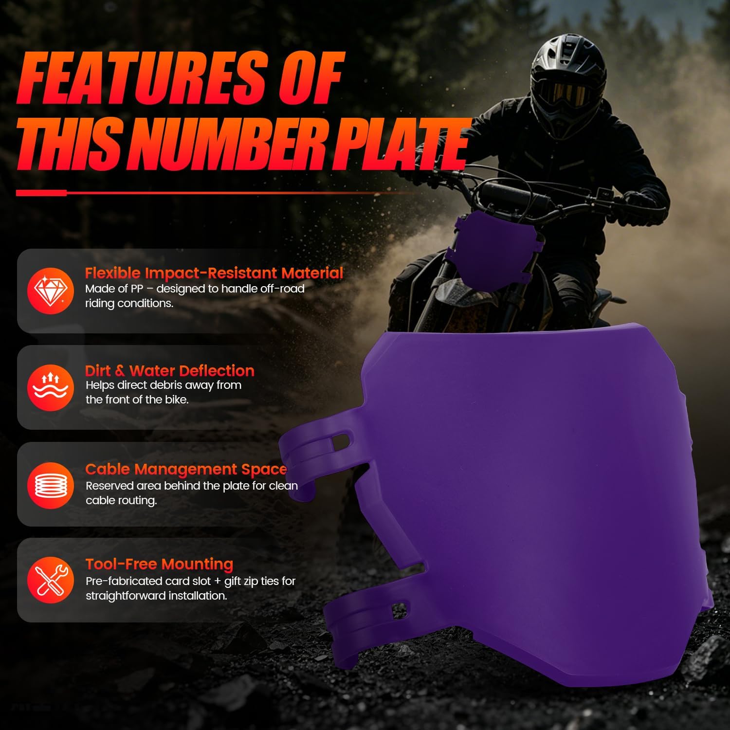 Electric Dirt Bike Number Plate Universal for Off-Road E-Bikes Ebike Purple
