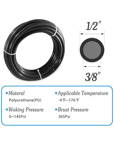 Miniatura 34 de Pneumatic Tubing 1/2"OD PU Air Tubing Pipe Hose Blue Air Compressor PU Line Hose Tube For Air Tubing Or Fluid Transfer 10 Meter 32.8 Feet