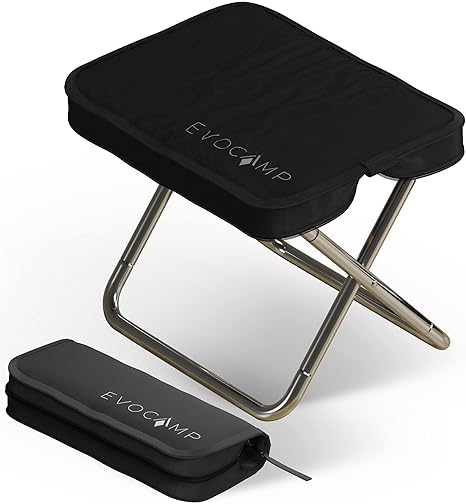 EVOCAMP Campinghocker schwarz, Klapphocker faltbar, Zeltstangenstruktur