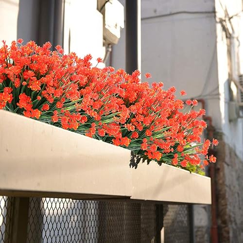 Miniatura 4 de URSTOUD Flores artificiales, vegetación falsa, arbustos de plástico sintético, resistentes a los rayos UV, plantas de plástico sintético para ramo