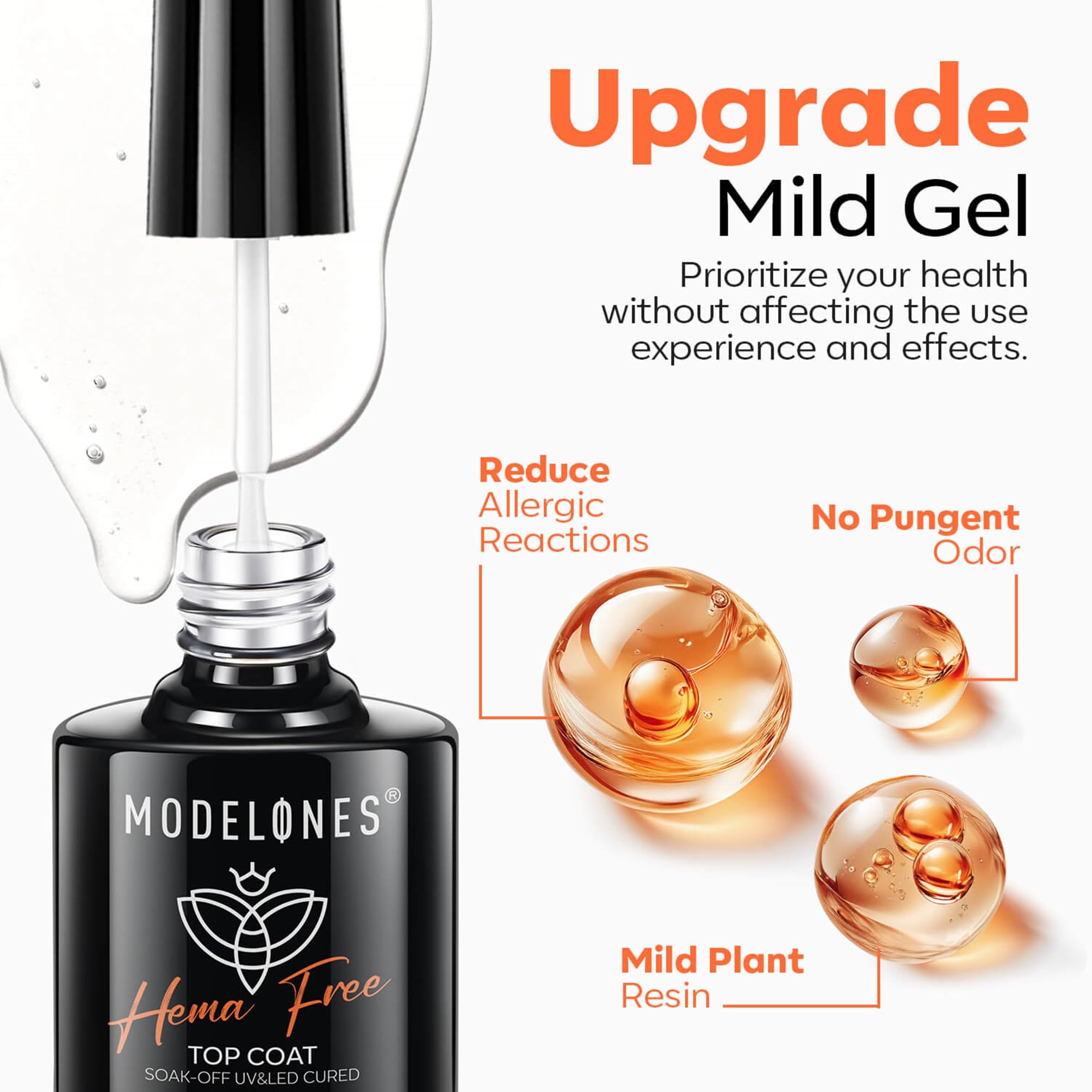 modelones No Wipe Gel Top Coat and Base Coat Set from BELLE GAGA, 2 Pcs Clear Glossy Hema Free Base Top Coat Gel Nail Polish Long Lasting for Summer Nail Polish, Acrylic Nails Soak Off Nail Lamp Nail Art Home Salon 1