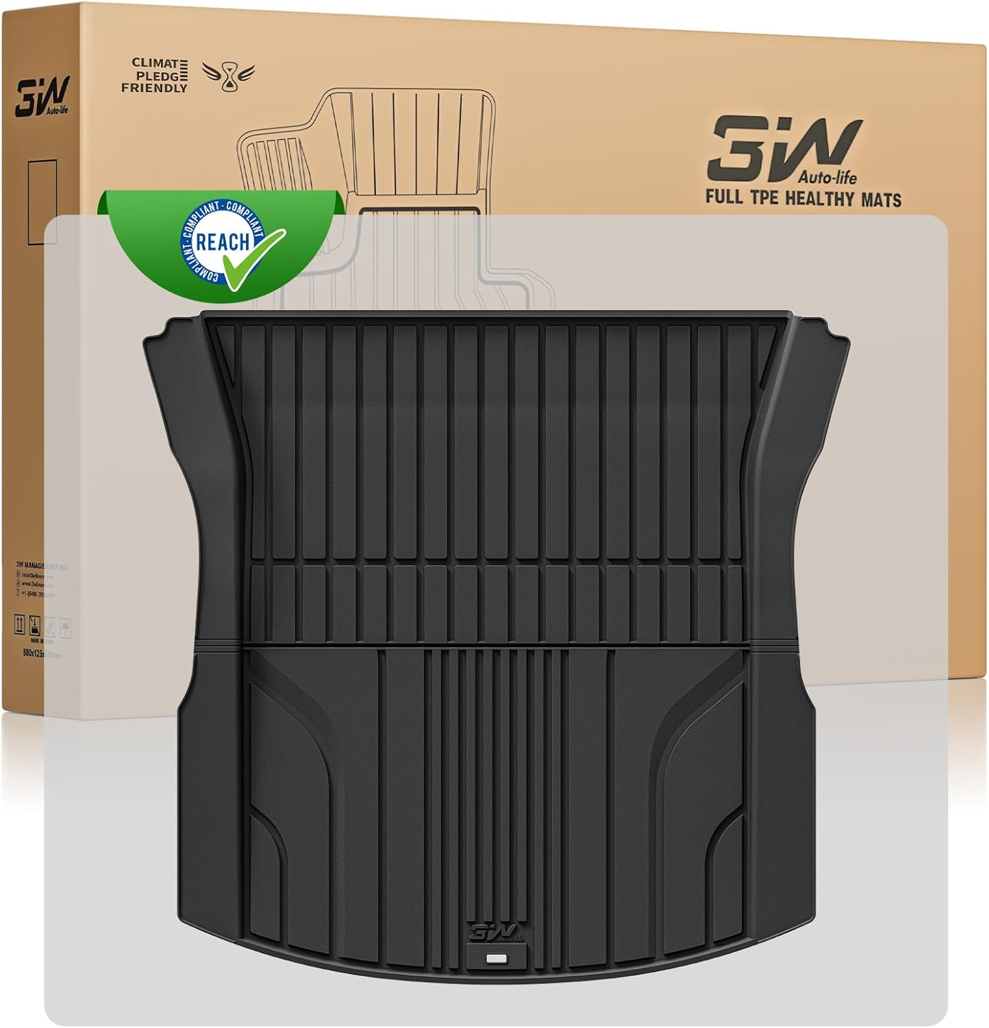 3W 3 Piece Trunk Mat for Tesla Model 3 Highland 2024-2025 2026,Thorex™ All Weather Car Trunk Mats for Tesla Model 3 Highland Full Set of Trunk