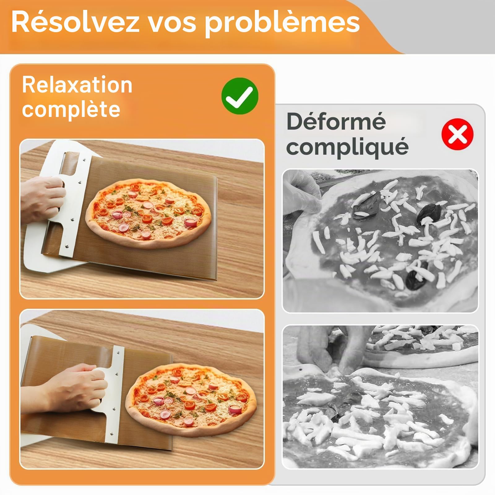 Pelle à Pizza Coulissante Antiadhésive - Transfert Magique Avec Poignée - Planche à Pizza Facile à Faire Glisser (2)