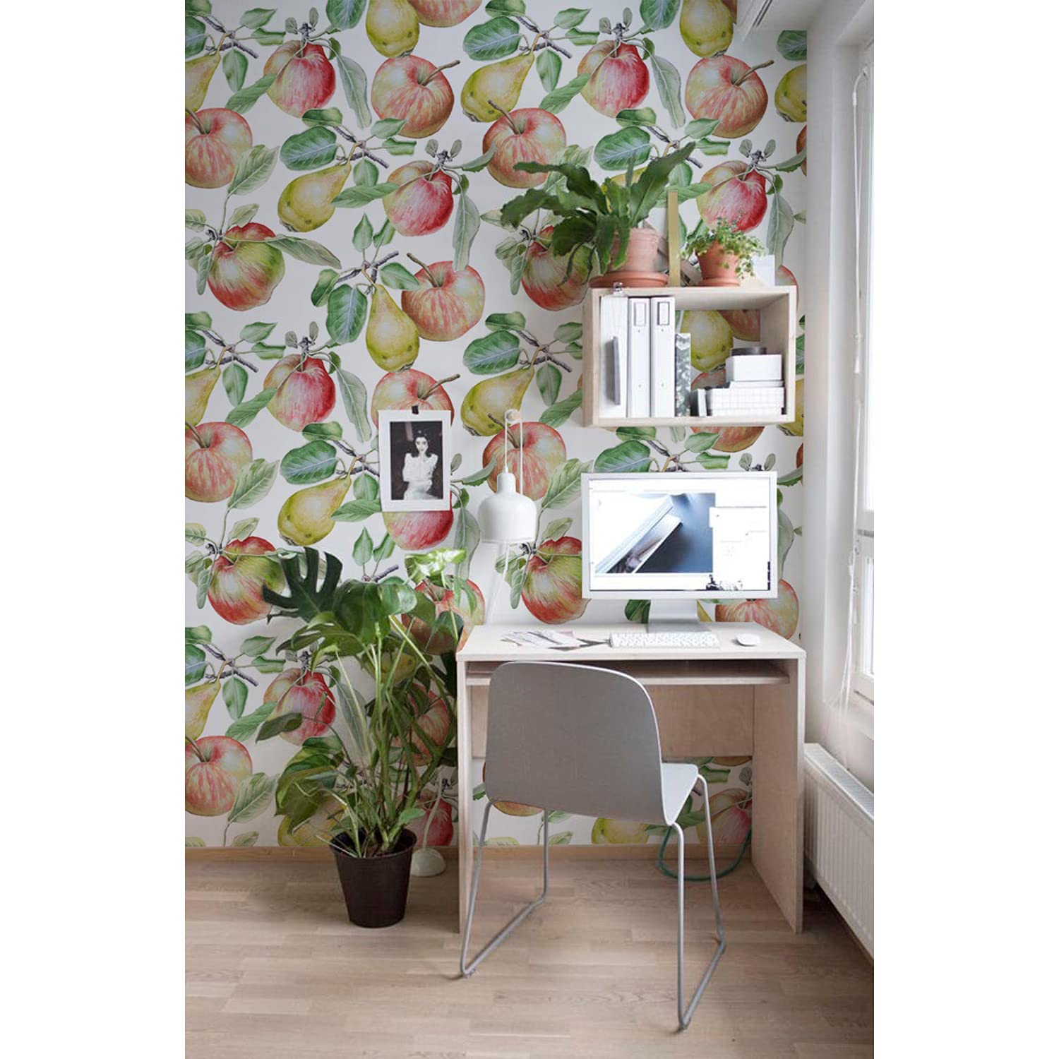 Papier peint muralo de salon décoration murale fruits naturels pommes poire 290x290cm