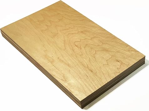 Maple | 3.9mm 1/8th inch, 12x19 Premium Finished Two Sided with MDF Core, Glowforge Ready | Walnut, Cherry, Maple, Red Oak, White Oak, Alder, Pine, Cedar, Sapele, Mahogany, Hickory, Bamboo