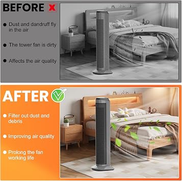 GCGOODS Tower Fan Air Filter, Easy Air Flow Tower Fan Filters, Washable & Cuttable Design Air Filter for Tower, Compatible with Most Sizes Tower Fans, 39 x 55 inch, Black