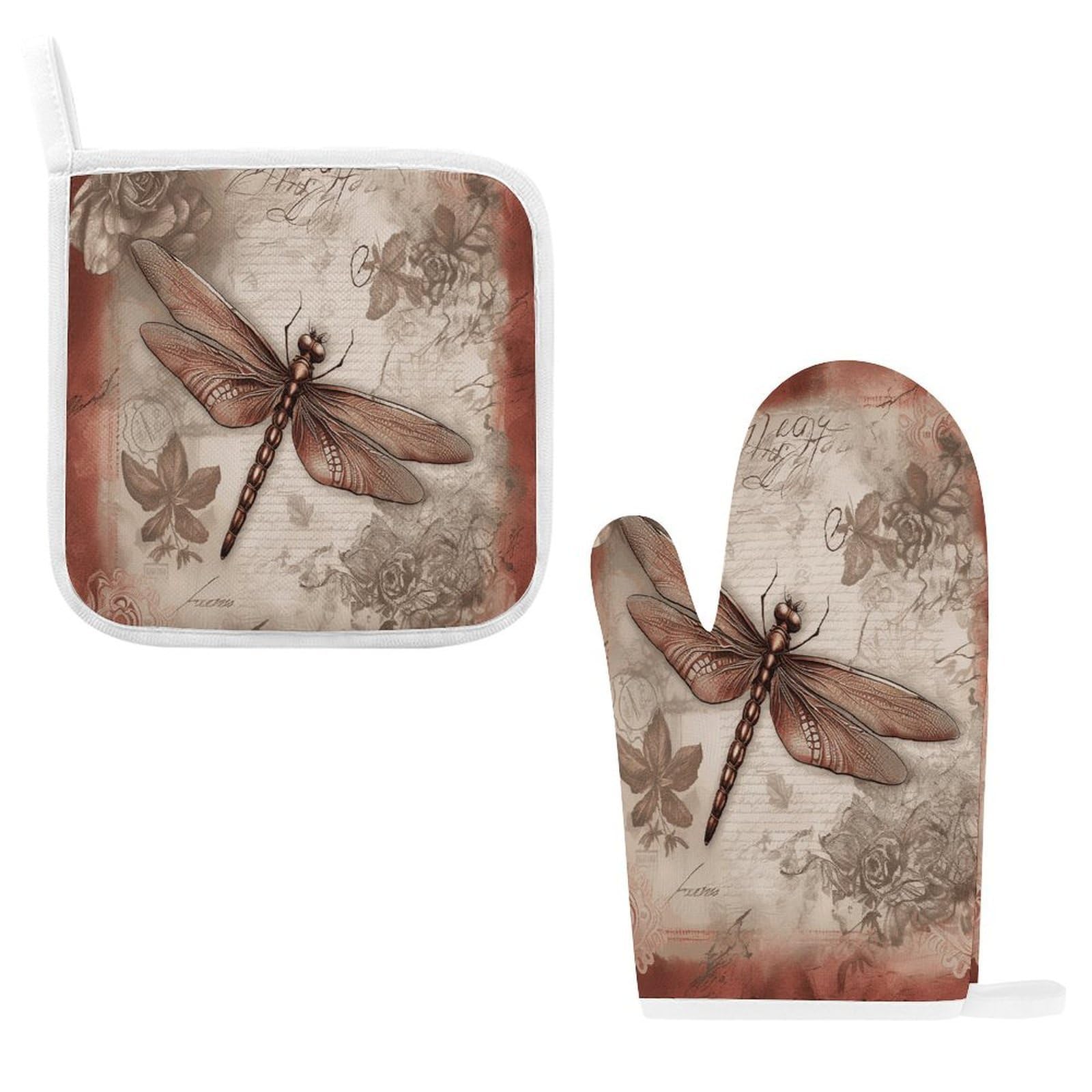 Fodpand Style Dragonfly Bee2 Oven Mitts And Pot Holders Sets